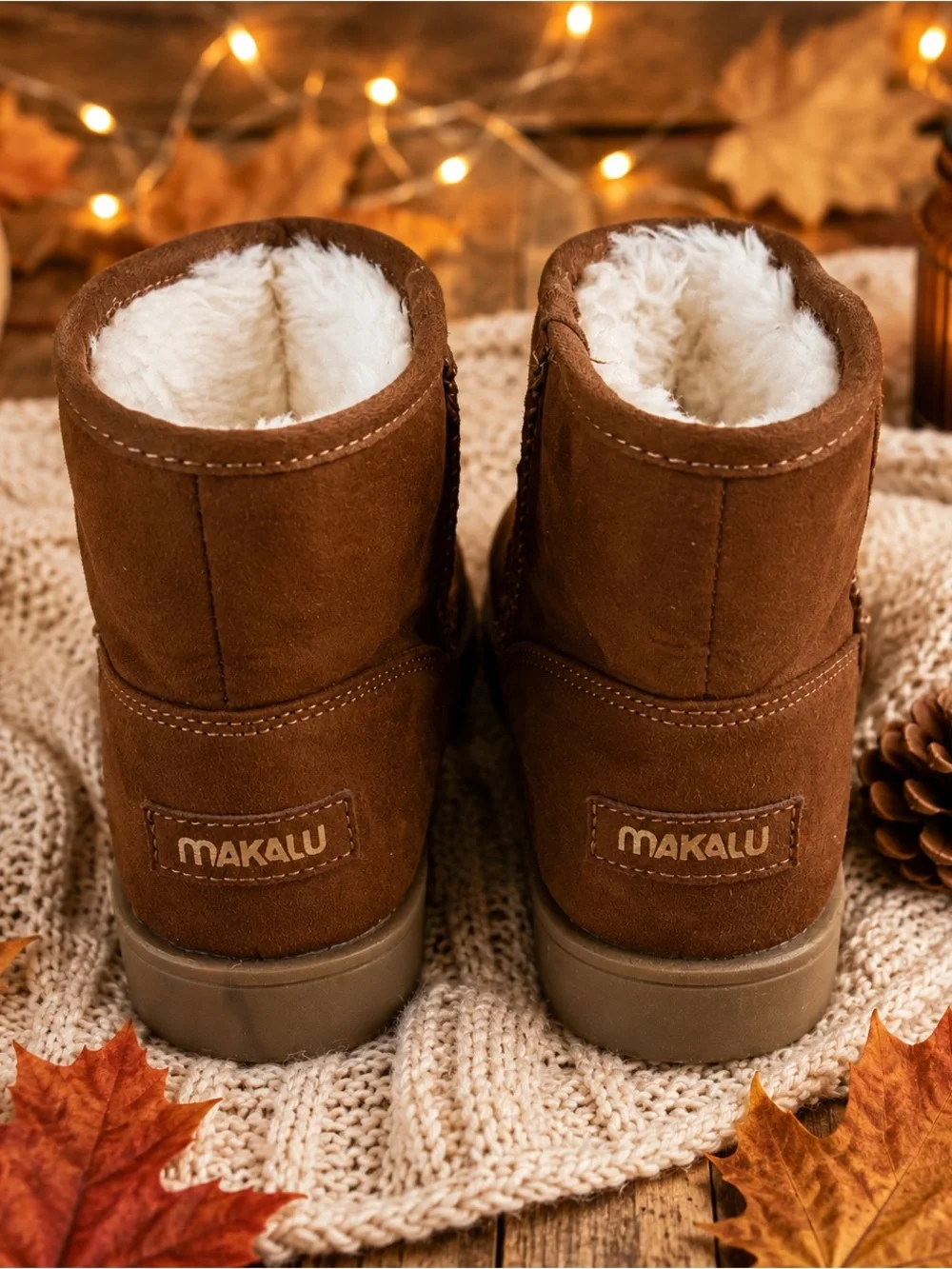 Makalu California Women’s 6.5 Brown Faux Fur Lined Ankle Boots Cozy Slip On